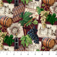 Northcott DP23575-26 Wine Collage Burgundy Multi