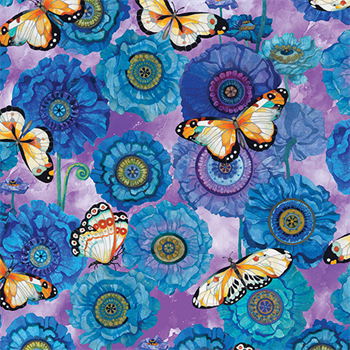 Benartex 13194-61 Butterflies & Blooms Purple Multi