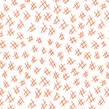 Benartex 13263-35 Stitchy Hashtags Orange/White