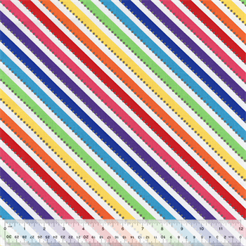 Anthology BC77Q-14 Be Colourful Magic Bias Stripe - White Rainbow