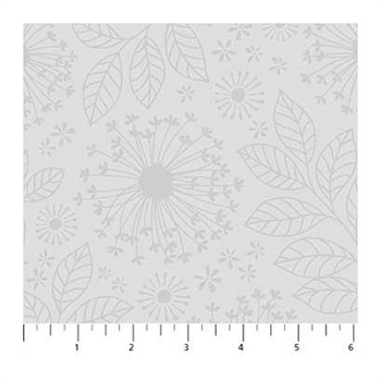 Northcott 22141-92 Flowers and Leaves Grey on Grey