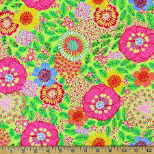 Timeless Treasures C3437-10 Multi Floral Lime