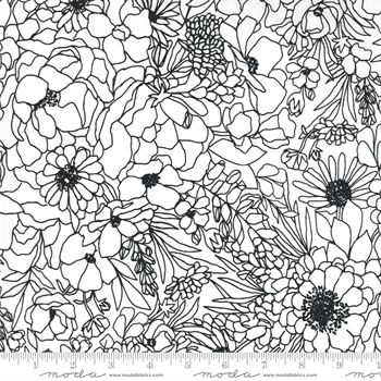 MODA 11501-11 Illustrations Paper White Florals